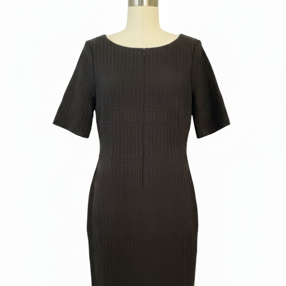 NWT $395 Hugo Boss HADEA Black Ribbed Knit Sheath Dress Size 6 BOSS - Picture 4 of 6